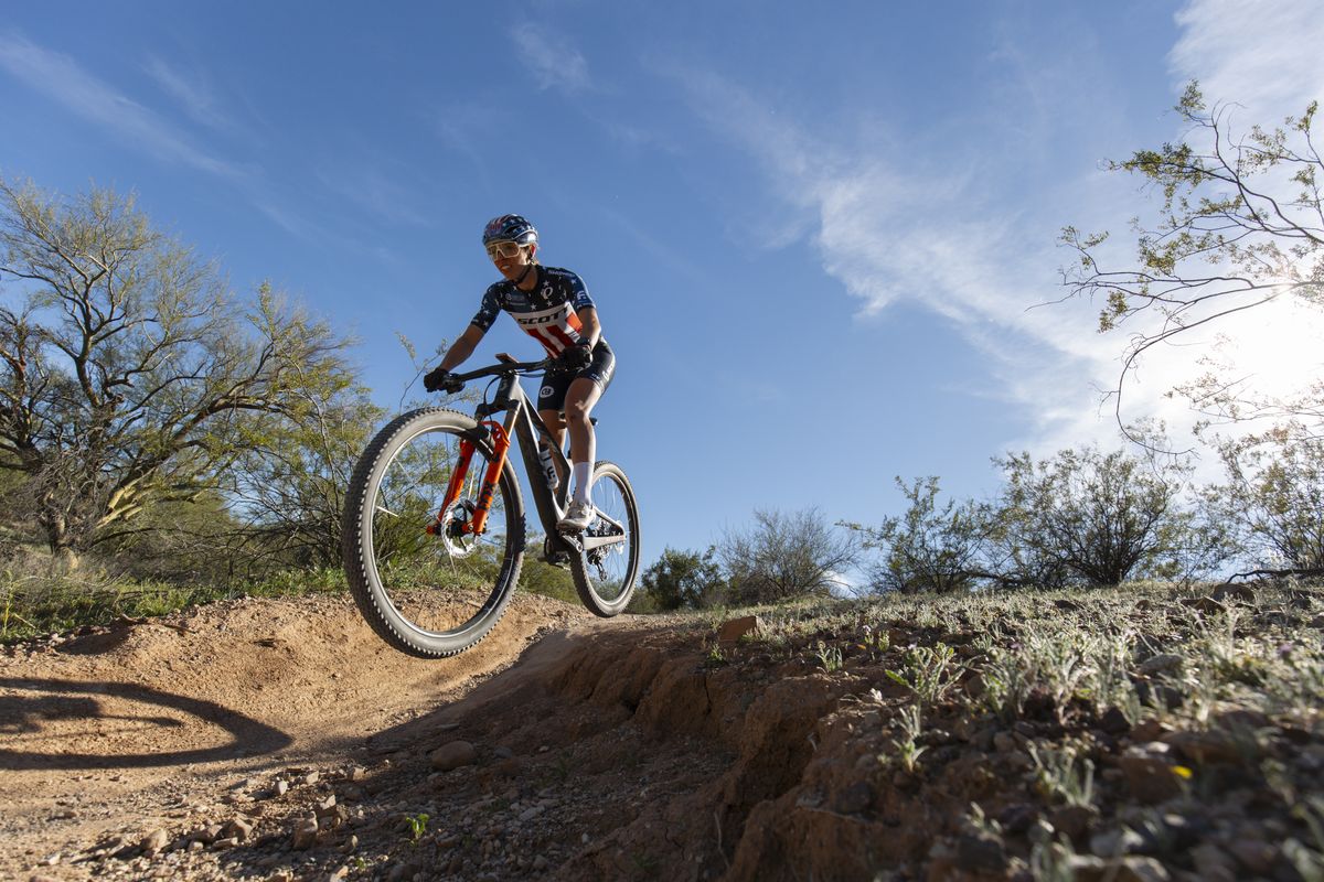 Rider launching a desert drop